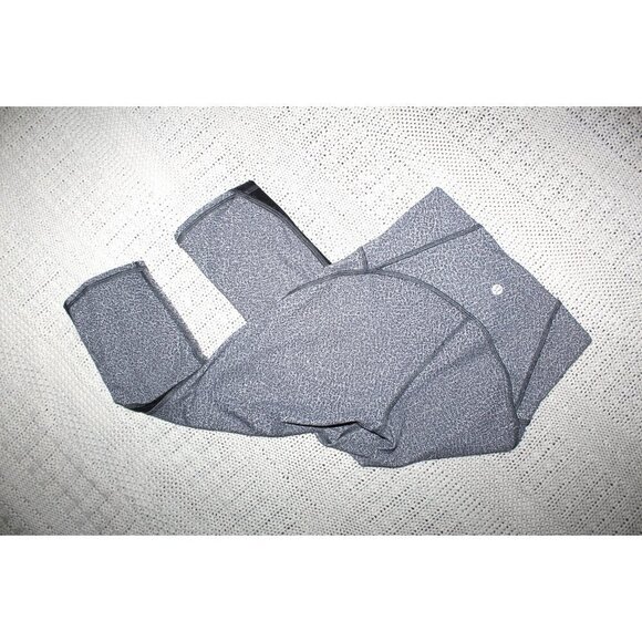 LULULEMON train times Black and white Speckled Mesh details Crop Leggings Size 4 - Picture 8 of 12